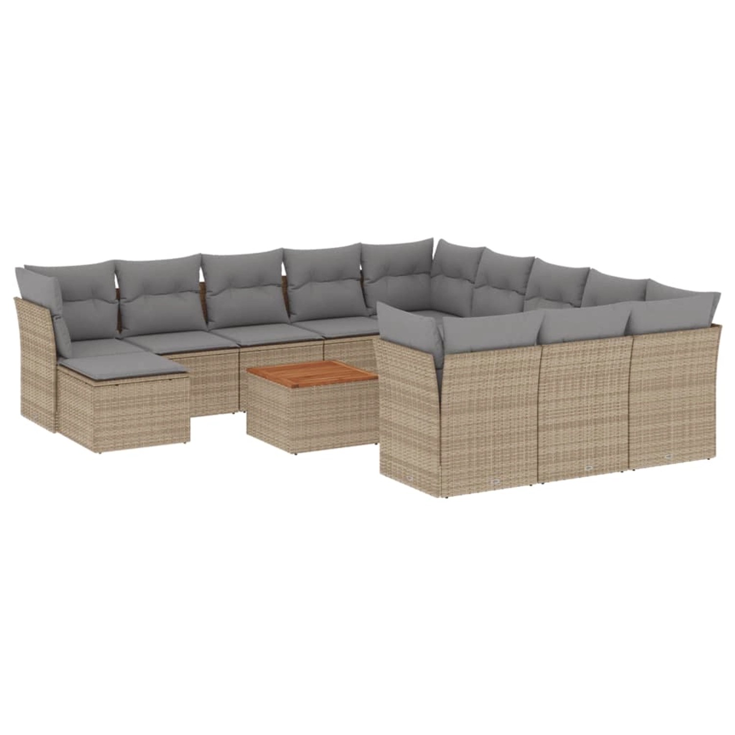 vidaXL 13-Tlg Garten-Sofagarnitur mit Kissen Beige Poly Rattan 3256318