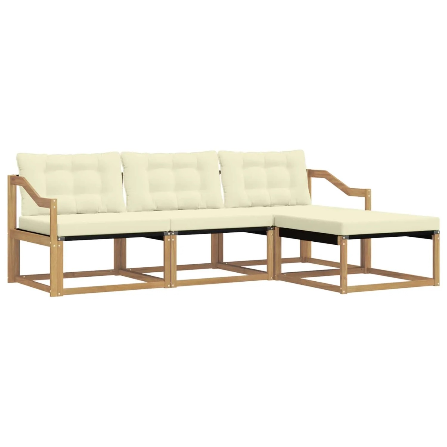 vidaXL Outdoor-Sofagarnitur mit Kissen 4 Stk Weiß und Creme 3388572