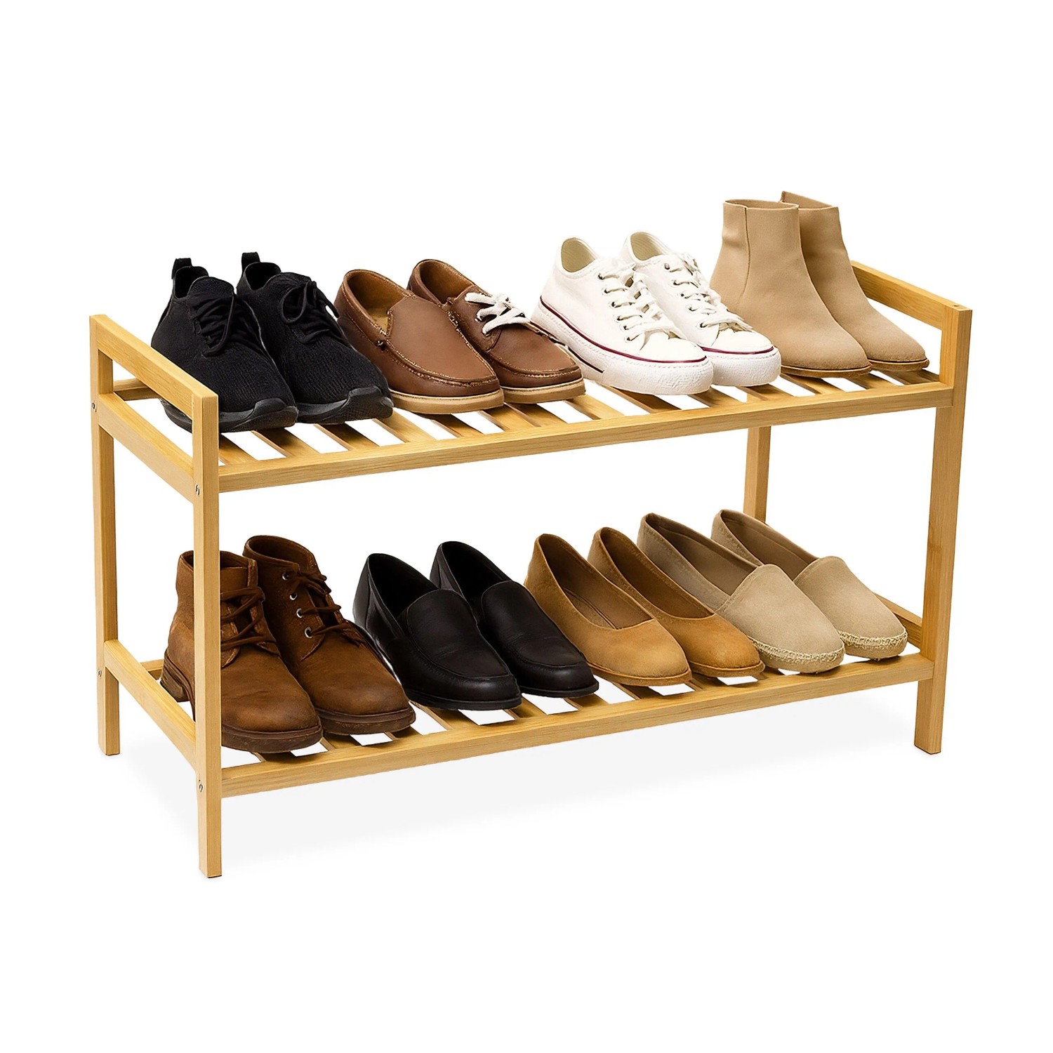 Relaxdays Schuhregal Bambus Natur Stapelbar 40 cm x 69 cm x 27 cm 1,5 kg