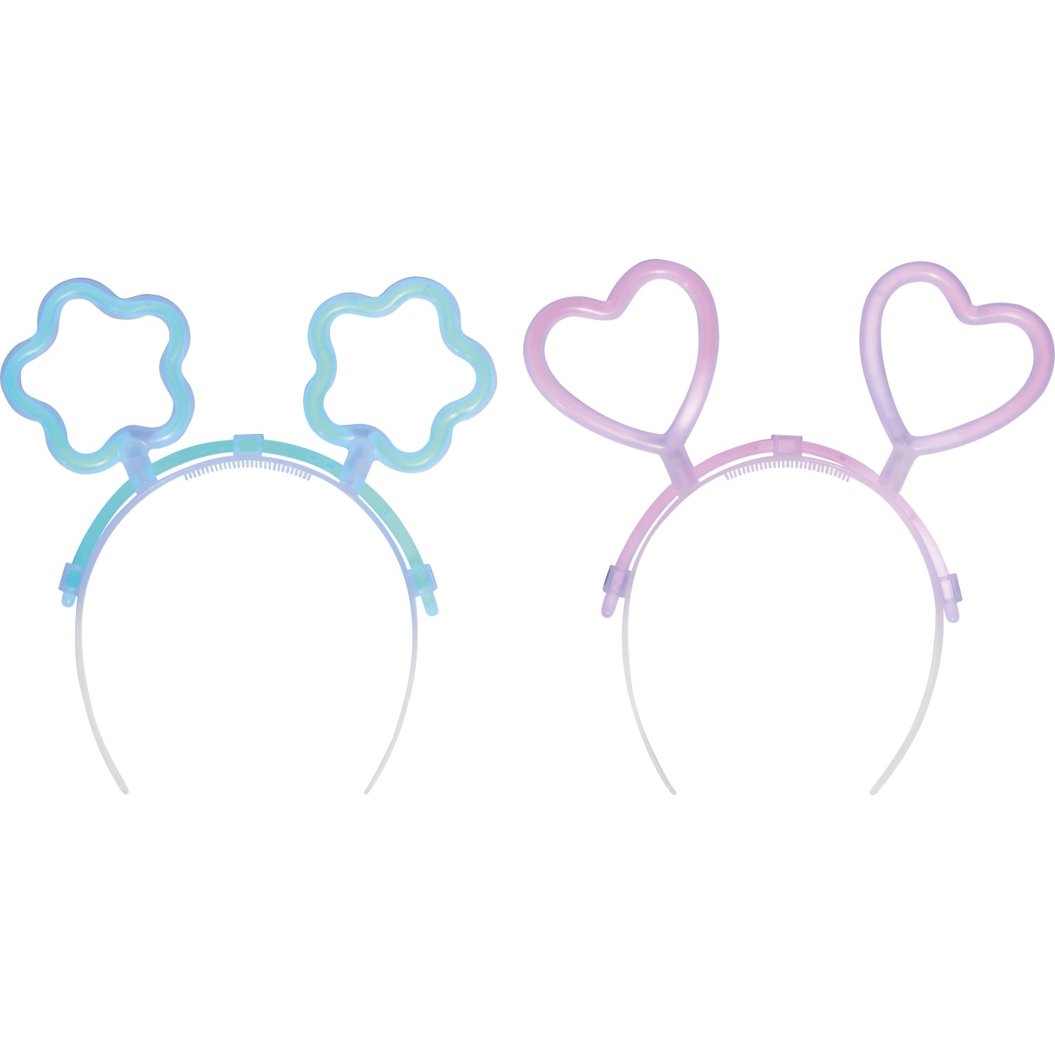 Knicklicht-Haarreifen Blume und Herz 2 Stück