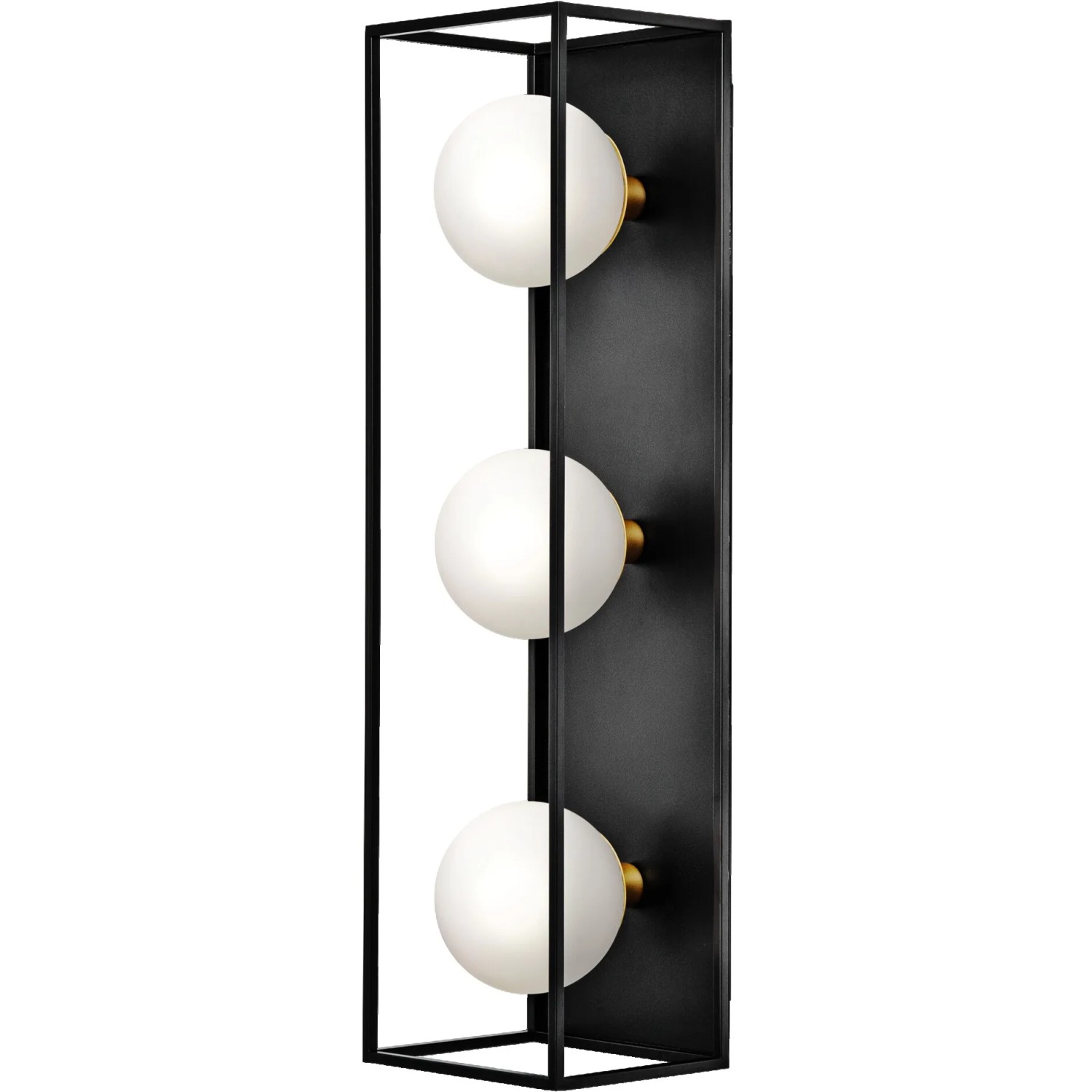 Moderne Ledvance Bad-Wandleuchte Decor Square, 3-flammig, schwarz, mit Glaskugeln.