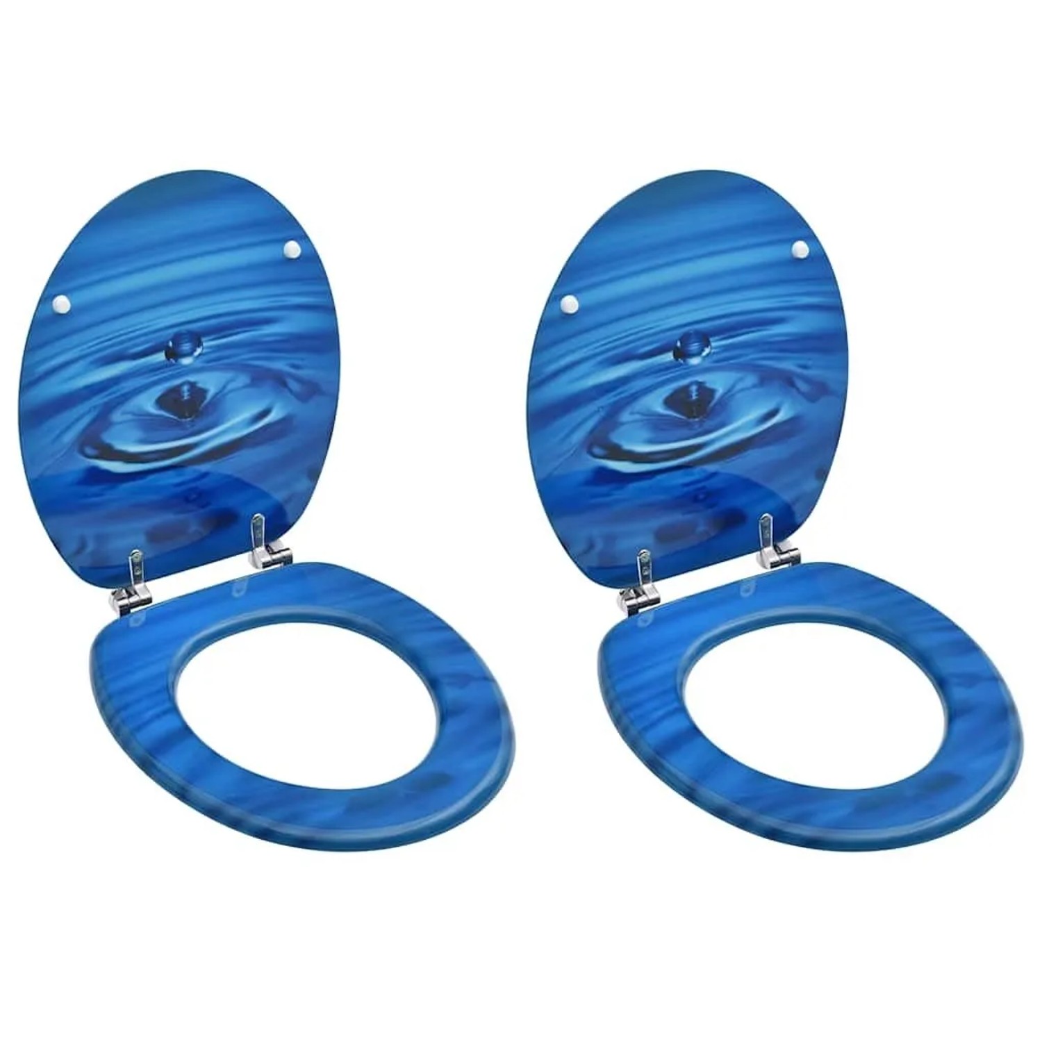 vidaXL Toilettensitze mit Deckel 2 Stk MDF Blau Wassertropfen-Design 3056406