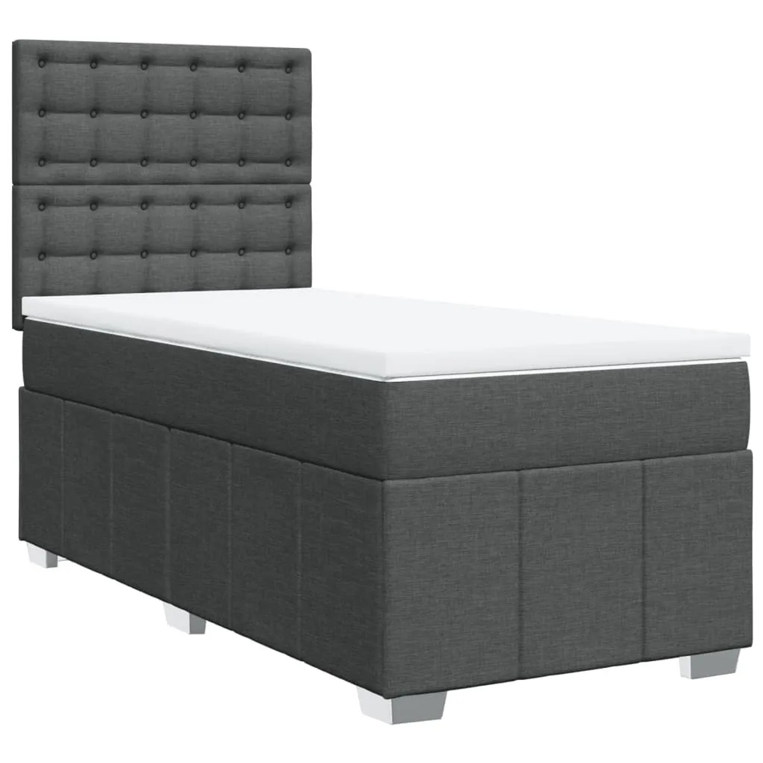 vidaXL Boxspringbett mit Matratze Dunkelgrau 90x200 cm Stoff 3293866