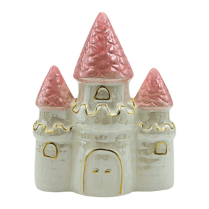 Dekohelden24 Sparfigur Prinzessinnen Spardose Sparbüchse Kinderspardose aus Keramik in Weiß Rosa L/B/H 15 x 7 x 18 cm