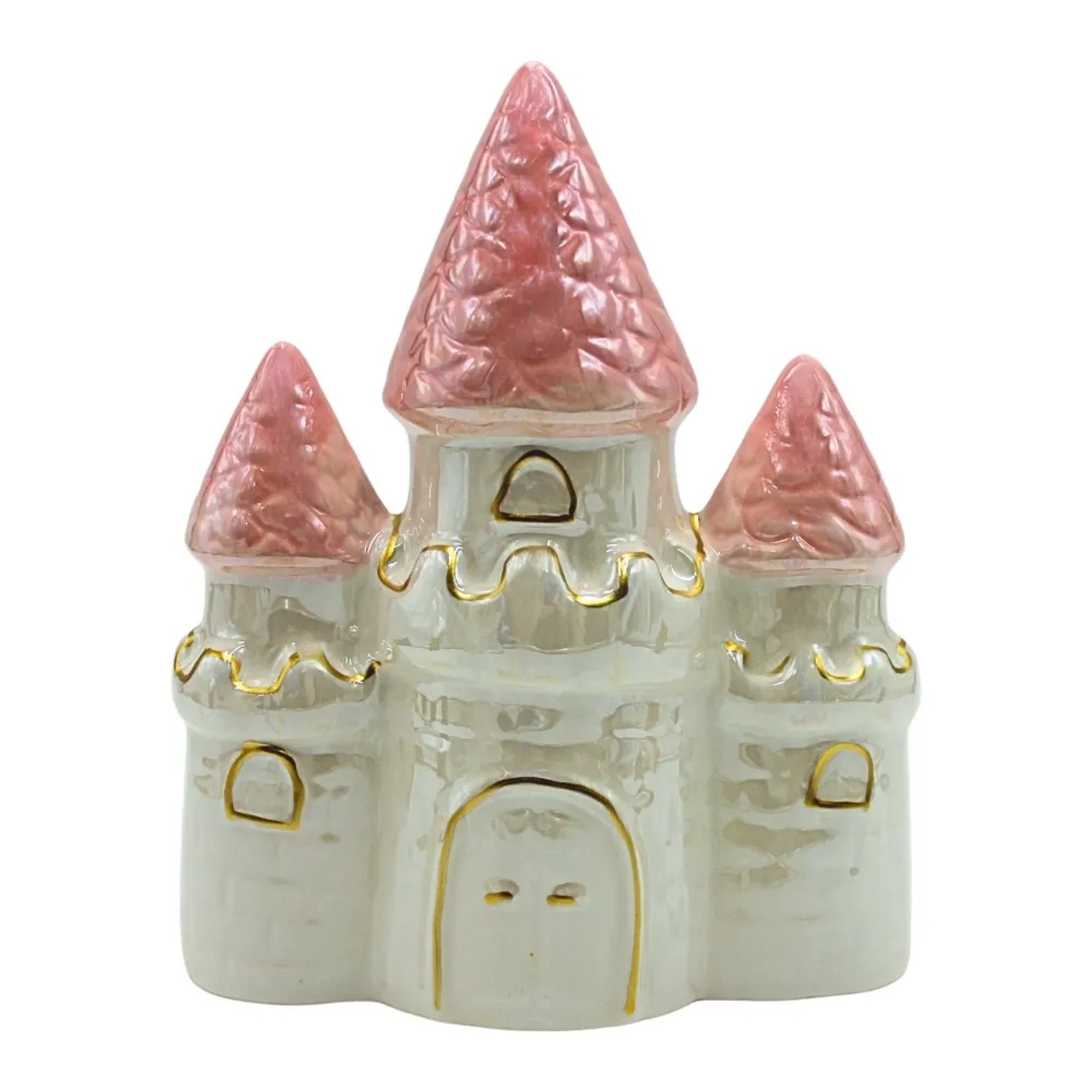 Dekohelden24 Sparfigur Prinzessinnen Spardose Sparbüchse Kinderspardose aus Keramik in Weiß Rosa L/B/H 15 x 7 x 18 cm