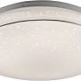 Weiße, runde LED-Deckenleuchte Lolasmart-Jupi mit Sternenhimmel-Optik, App-steuerbar, Durchmesser 59 cm.