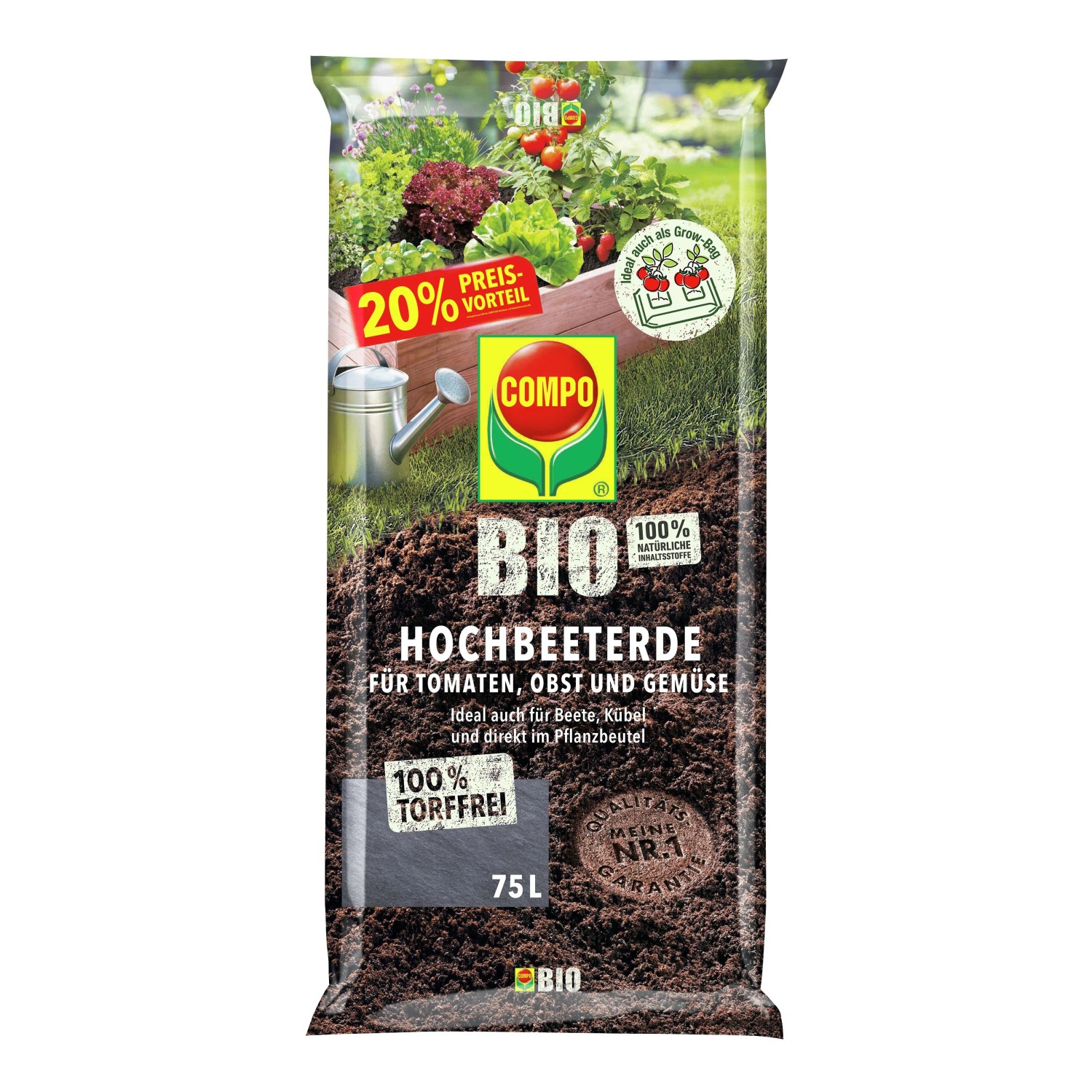 Compo Bio Hochbeeterde Torffrei 75,