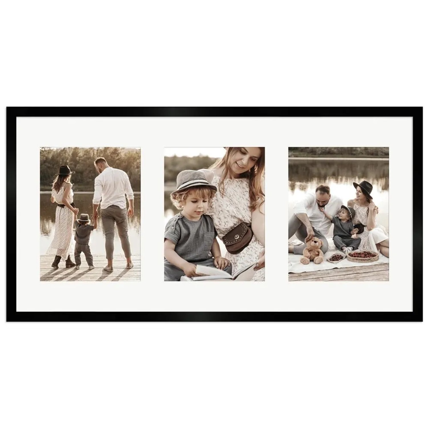 WANDStyle Galerierahmen G950 in Schwarz 30 x 60 cm für 3 Bilder im Format 15 x 20 cm