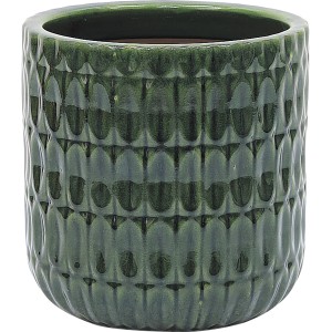 Pflanztopf Keramik Glasiert Grün Ø 36 cm x 34 cm