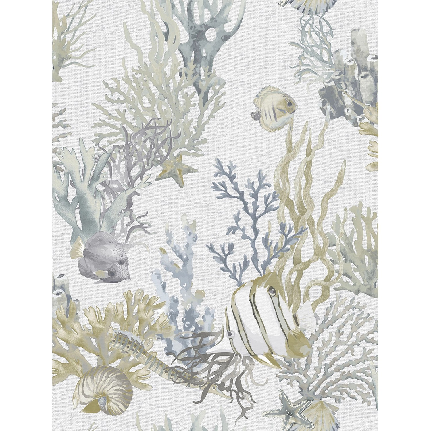 Sanders & Sanders Tapete Unterwasserwelt Graublau und Olivgrün 53 cm x 10 m günstig online kaufen