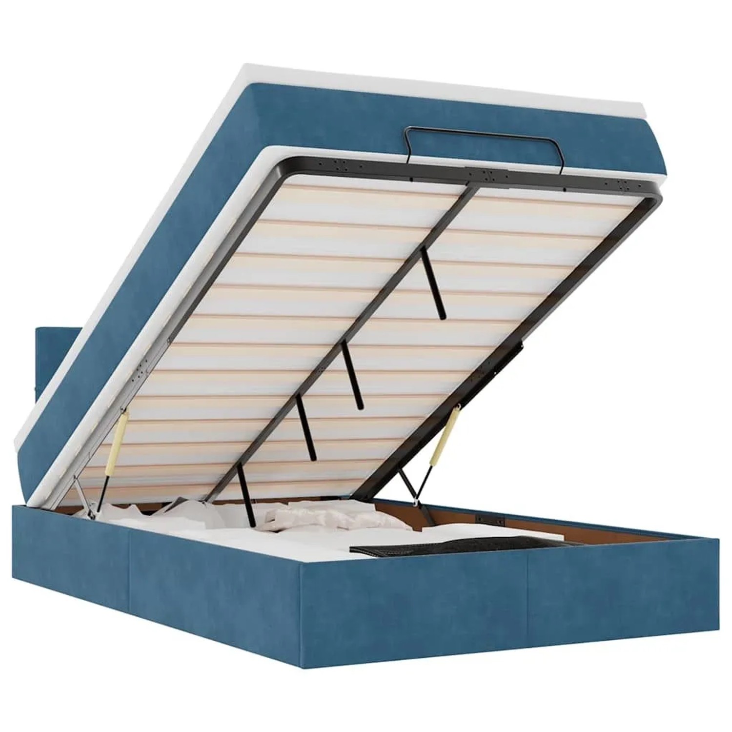 vidaXL Ottomane Bett mit Matratze & LEDs Dunkelblau 120x190 cm Samt 3312612