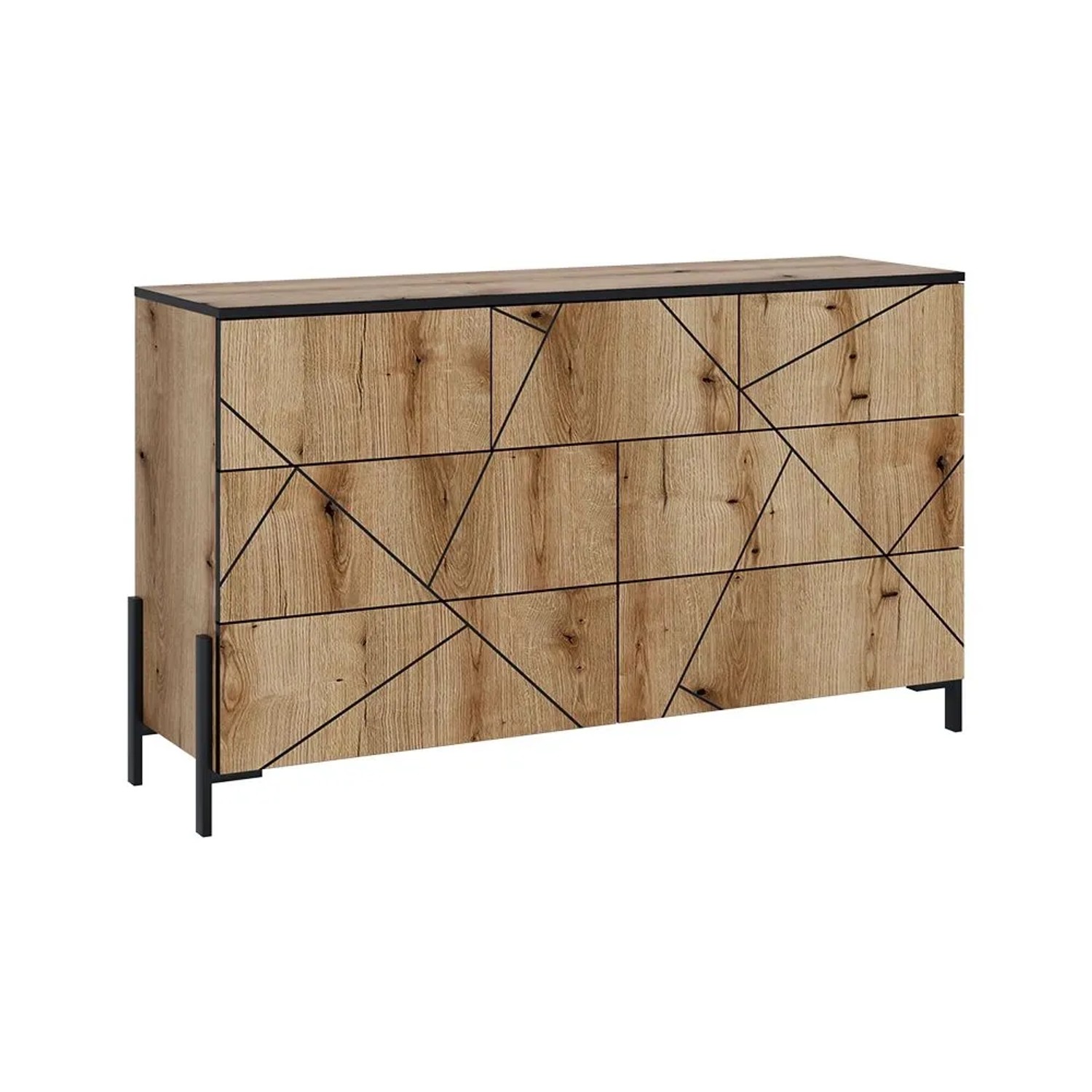Vicco Kommode Hatto Eiche 140 x 80 mit 7 Schubladen Art Nr 56524