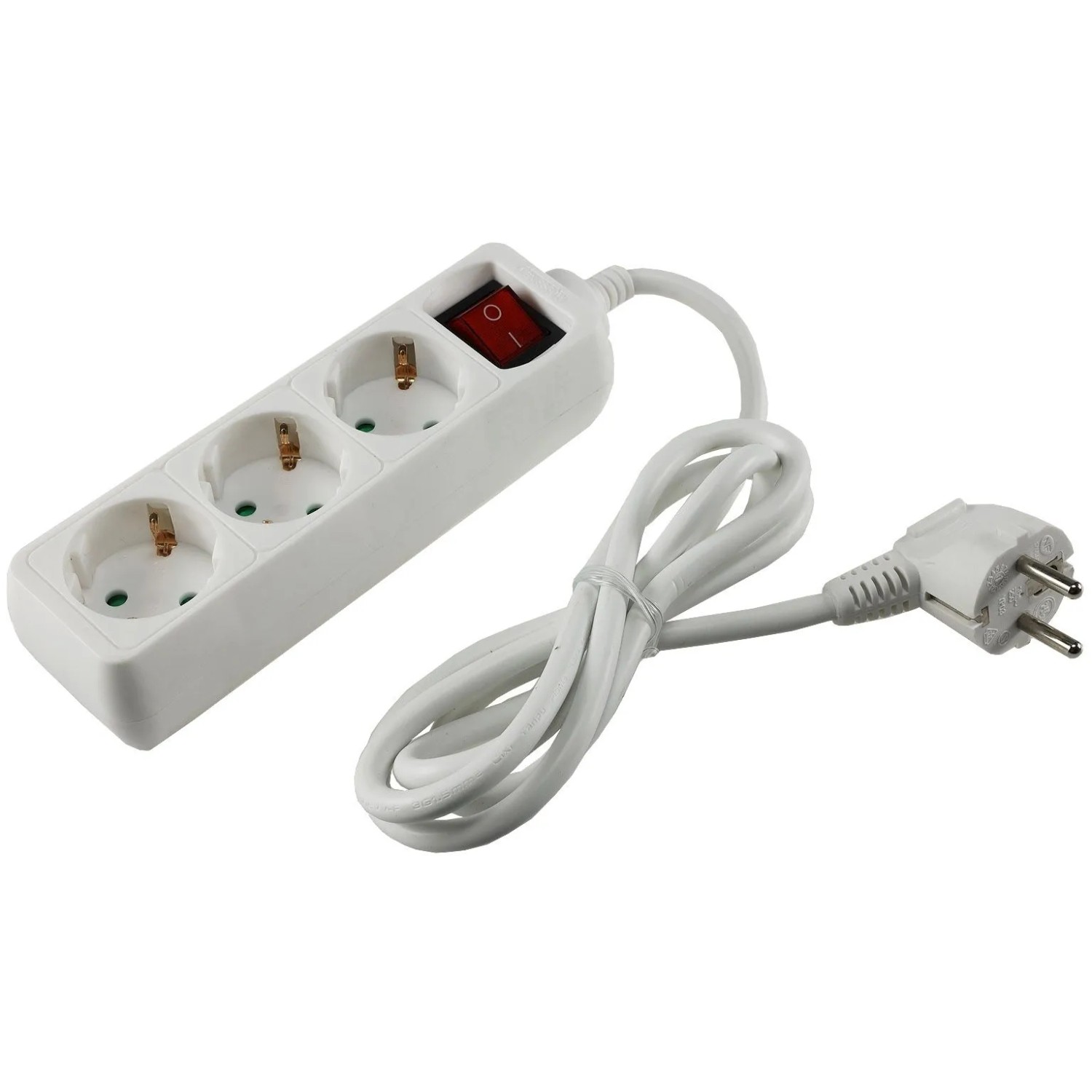 ChiliTec Schutzkontakt Steckdosenleiste 3 Fach 3600W Mit Schalter Weiß