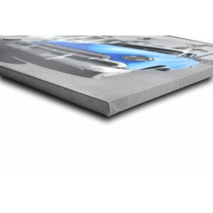 Leinwandbild Maritim Style, 27x27 cm, Detailansicht der Leinwandstruktur und des Motivs mit blauem Oldtimer.