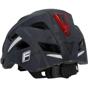 Fischer Urban Plus Brooklyn Fahrradhelm, schwarz, Größe S/M mit Rücklicht und Reflektoren.