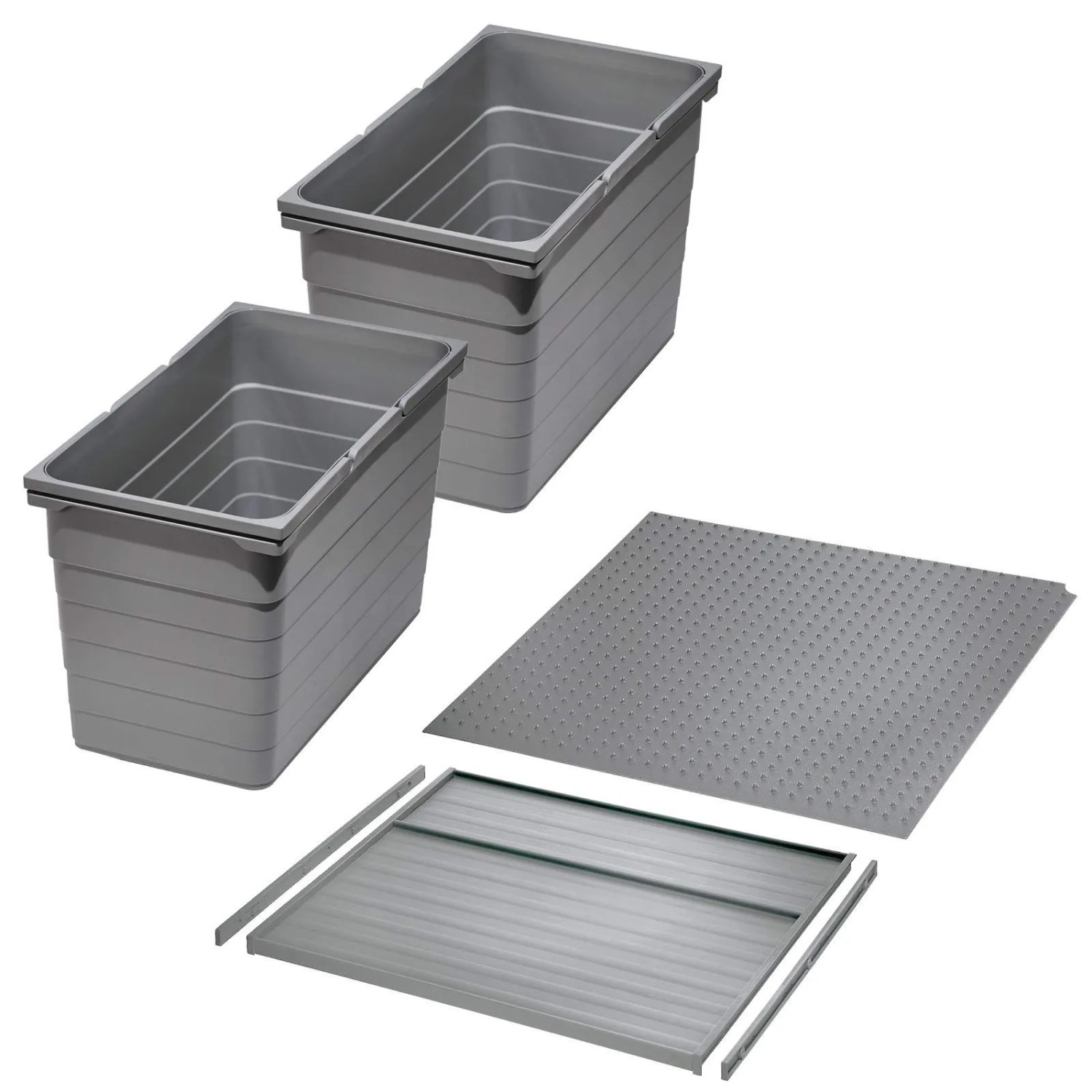 Ninka Abfalltrennsystem Eins2vier KB 500 mm 2x 25L Alugrau für Seitenstärke 16 mm