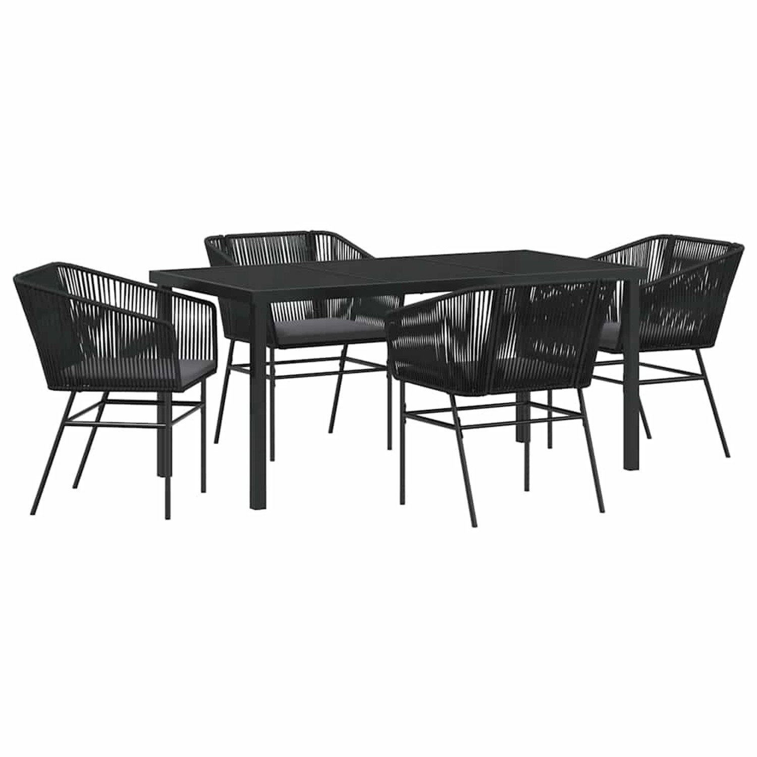 vidaXL 5-Teiliges Gartentischset mit Kissen Schwarz aus Poly Rattan 3380921 günstig online kaufen