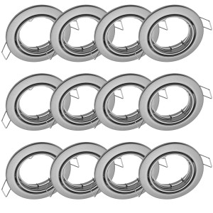 12er Set Oktaplex Dijon Einbauleuchten, schwenkbar, für 50mm LED-Module, Edelstahl gebürstet.