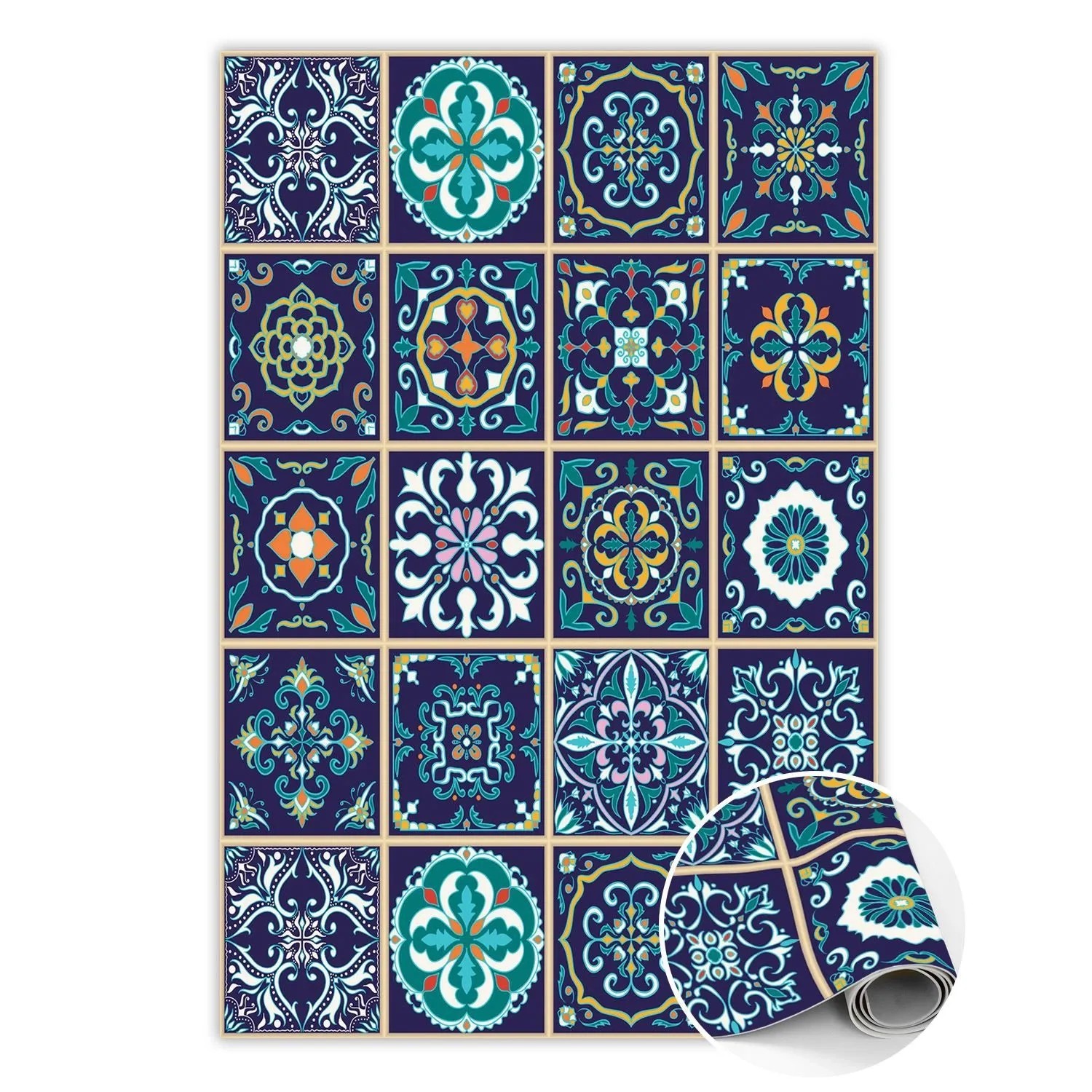 Tulup Teppich Portugiesische Fliesen Vinylmat 60x90 cm Blau Vloerkleed Op V günstig online kaufen