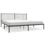 Schwarzes Metall Bettgestell mit Kopfteil, 193x203 cm, für Schlafzimmer. Bett ohne Matratze.