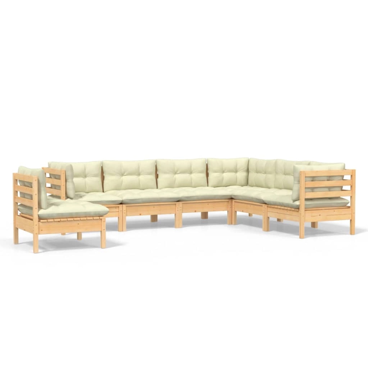 vidaXL 7-tlg Garten-Lounge-Set mit Creme Kissen Massivholz Kiefer Modell 13