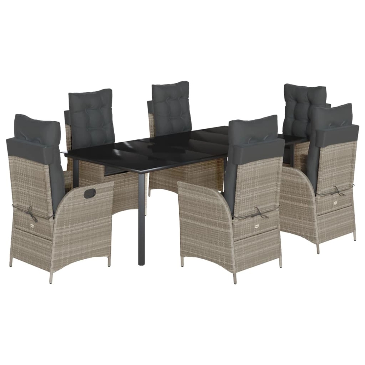 vidaXL 7-Tlg Garten-Essgruppe mit Kissen Hellgrau Poly Rattan 3213291 günstig online kaufen