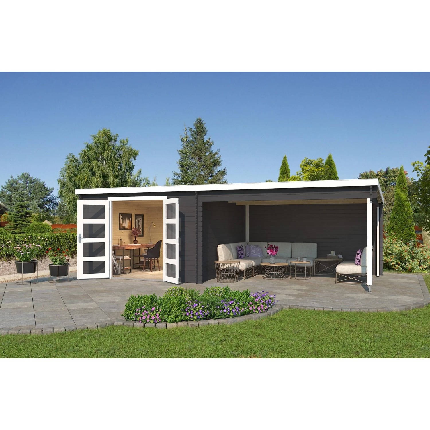 Lasita Gartenhaus New Orleans 710 cm x 330 cm Carbongrau