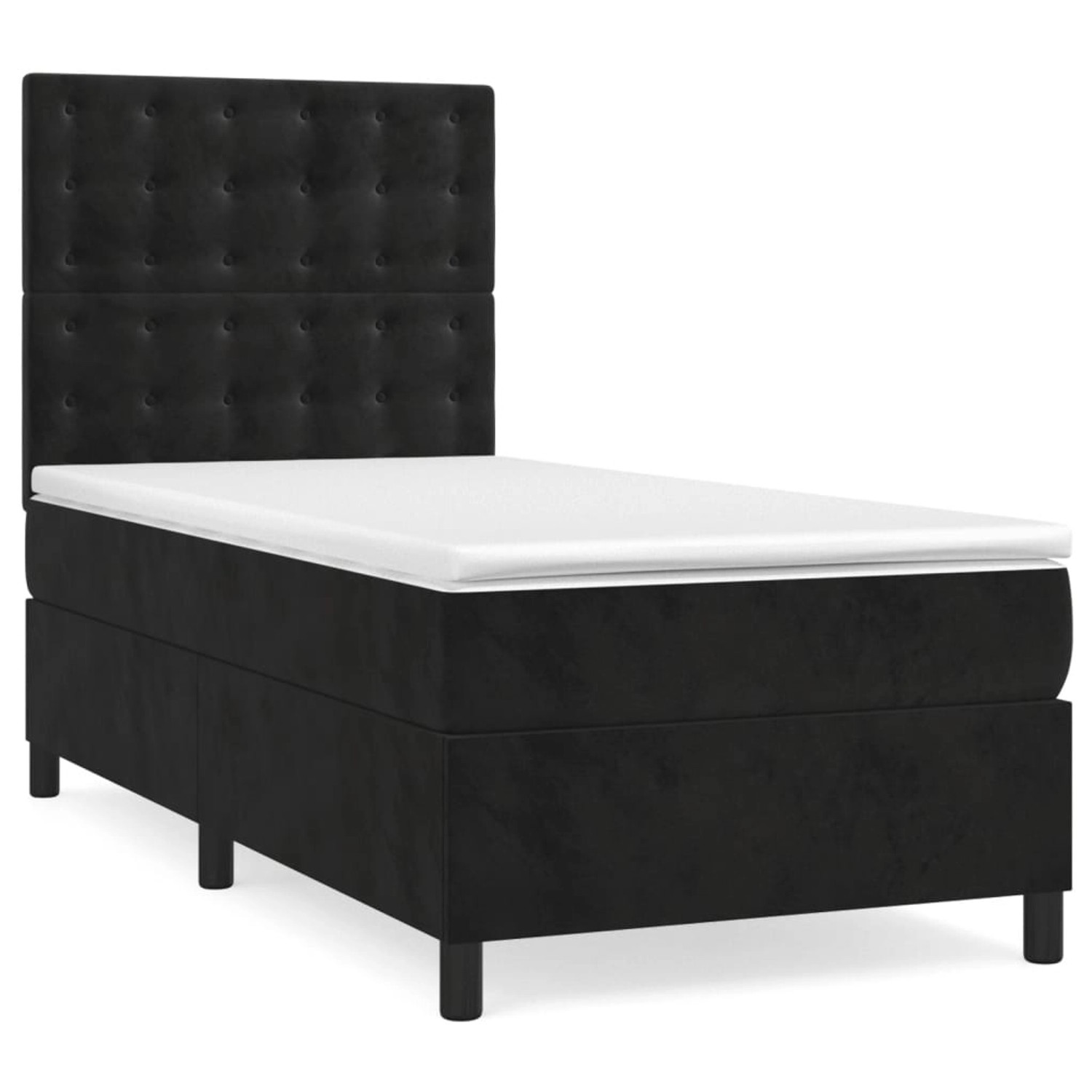 vidaXL Boxspringbett mit Matratze Schwarz 100x200 cm Samt 3143249 günstig online kaufen
