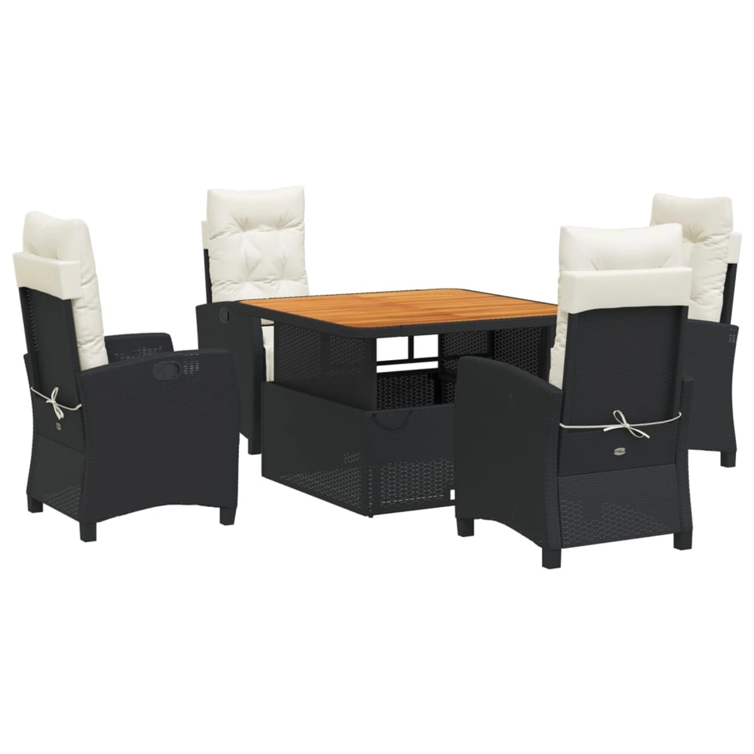vidaXL 5-Tlg Garten-Essgruppe mit Kissen Schwarz Poly Rattan 3277378 günstig online kaufen