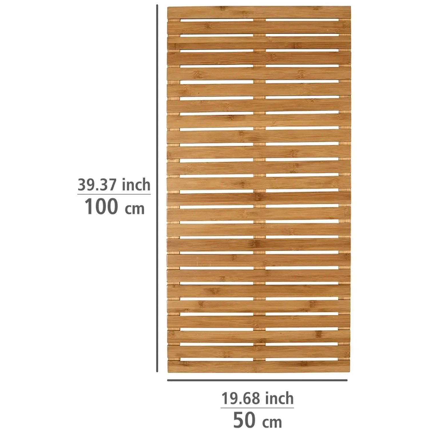 Bambus Baderost von Wenko, 100x50 cm, für Bad und Dusche, rutschfest und natürlich.