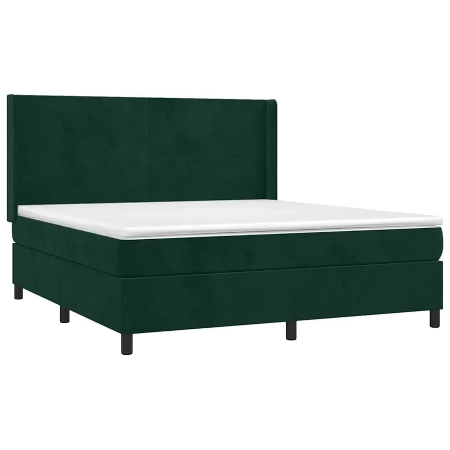 vidaXL Boxspringbett mit Matratze & LED Dunkelgrün 160x200 cm Samt 3139454