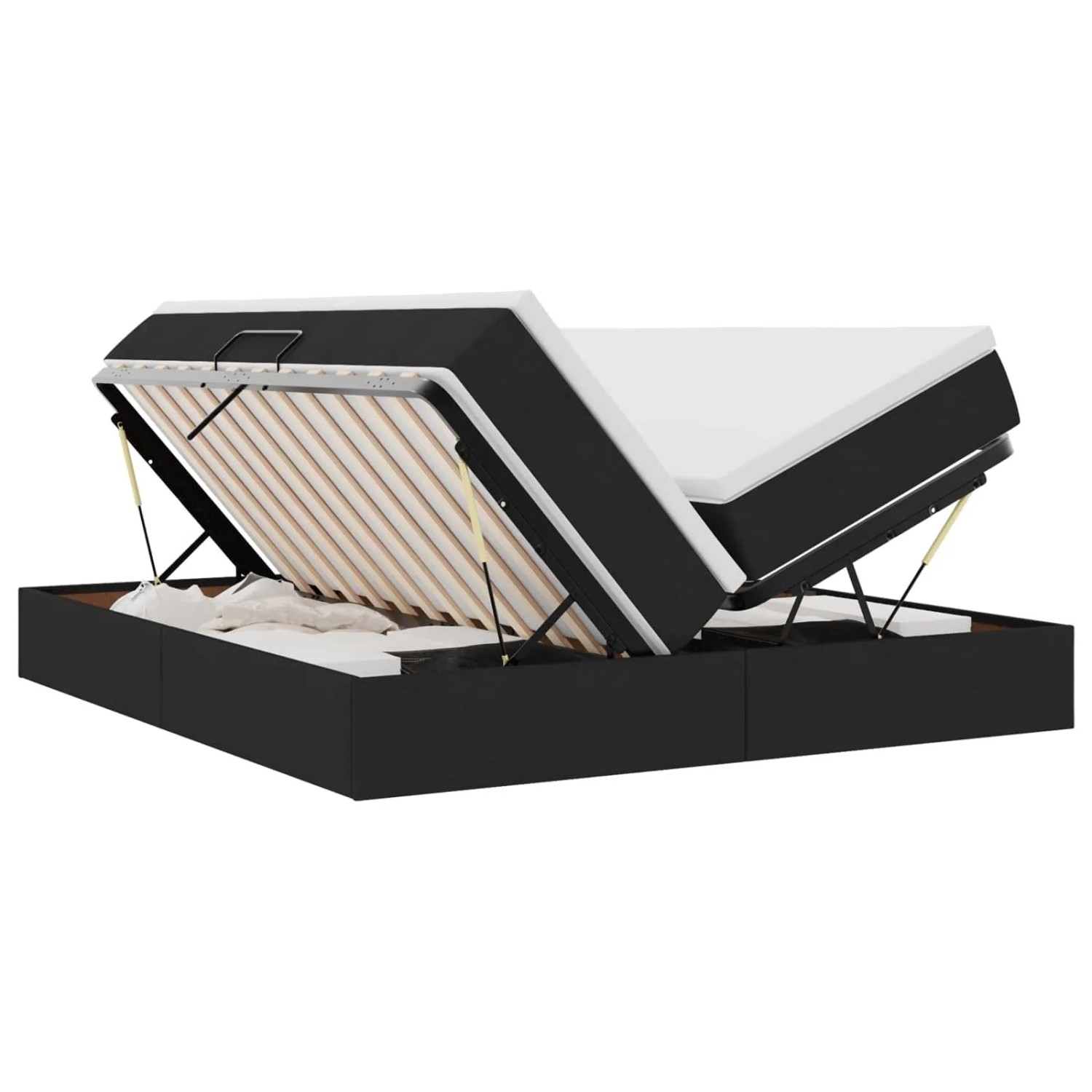 vidaXL Aufbewahrungsbett mit Matratze Schwarz 200 x 200 cm Polyester 3370357