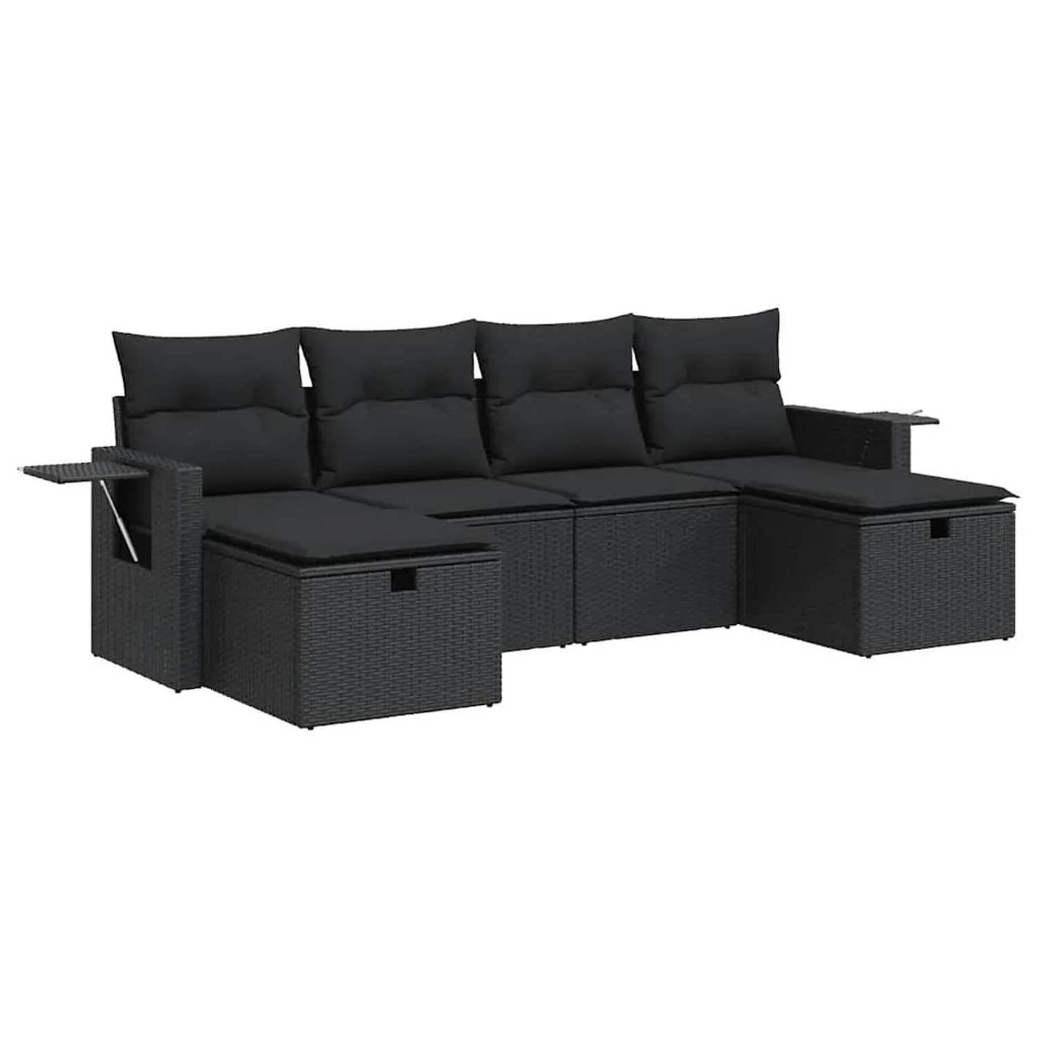 vidaXL 6-Tlg Garten-Sofagarnitur mit Kissen Schwarz Poly Rattan 3325521 günstig online kaufen