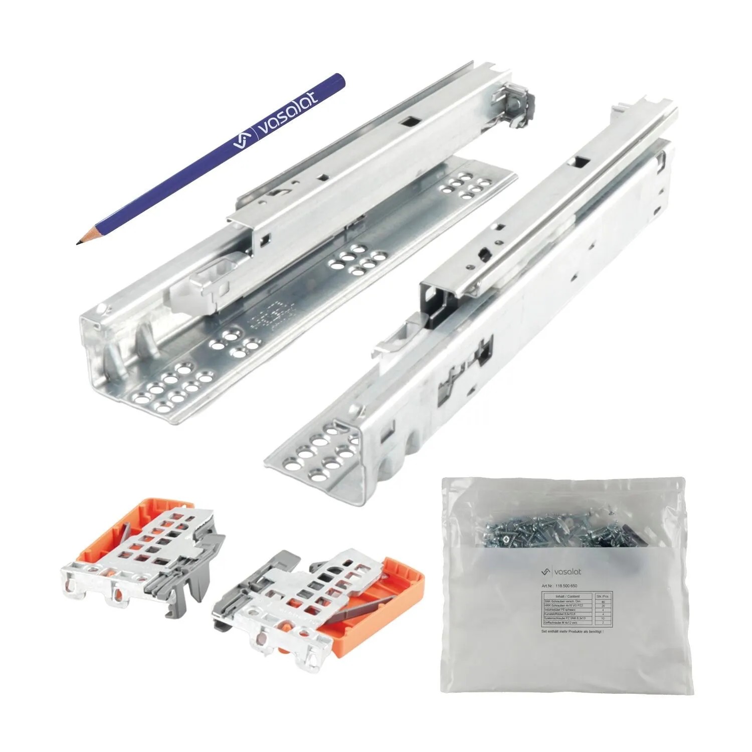 vasalat Set Blum Tandem Vollauszug Set Schubladenauszug 270mm Blumotion + Kupplung bis 30kg