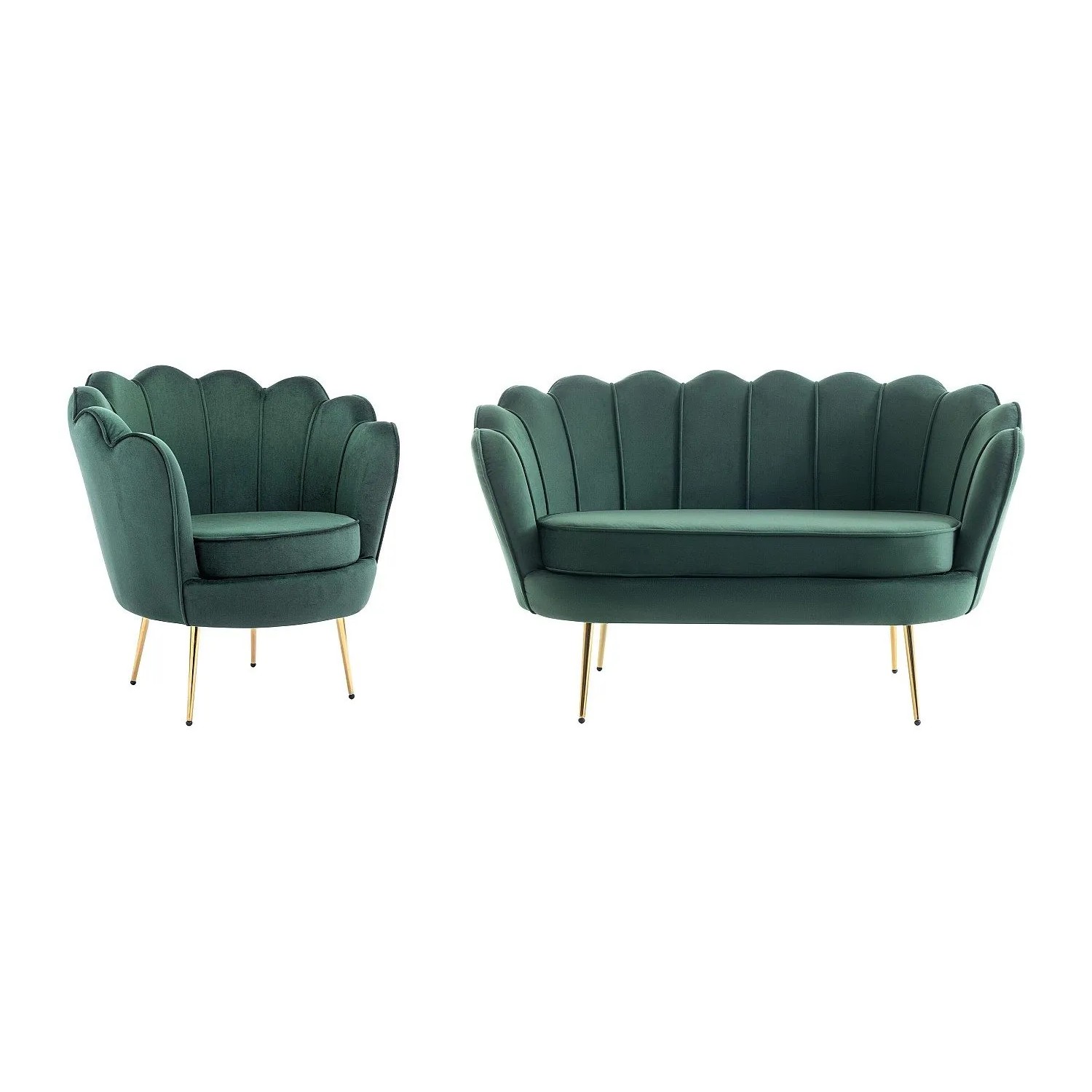 Vente-unique Couchgarnitur Mit Sessel Dandelion Tannengrün 124 cm  78 cm