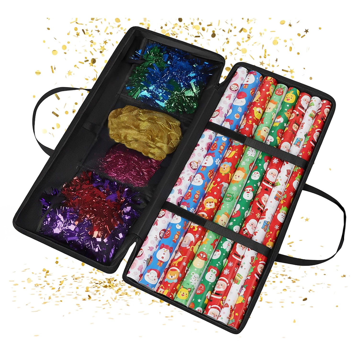Relaxdays Geschenkpapier Aufbewahrung Polyester Kunststoff Schwarz Staubgeschützt 34 cm x 82 cm x 13 cm 400 g