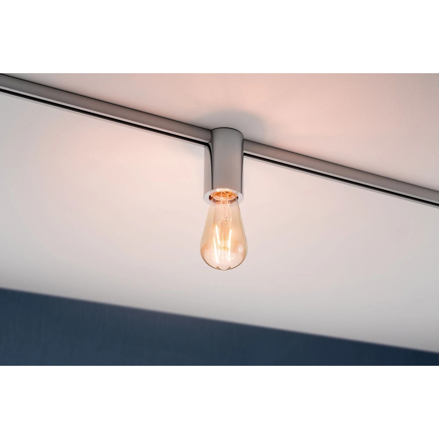 Paulmann URail Spot Ceiling Socket, Chrom, dimmbar, an Schienensystem mit E27 Leuchtmittel.