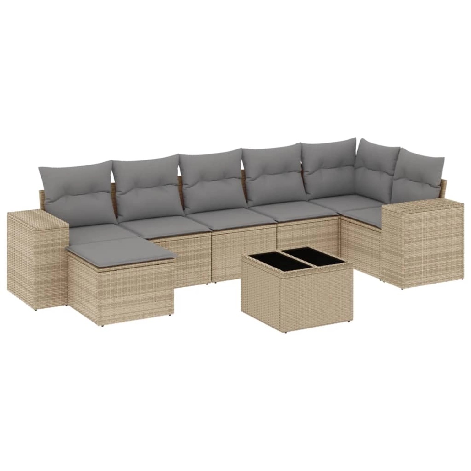 vidaXL 8-Tlg Garten-Sofagarnitur mit Kissen Beige Poly Rattan 3222888 günstig online kaufen