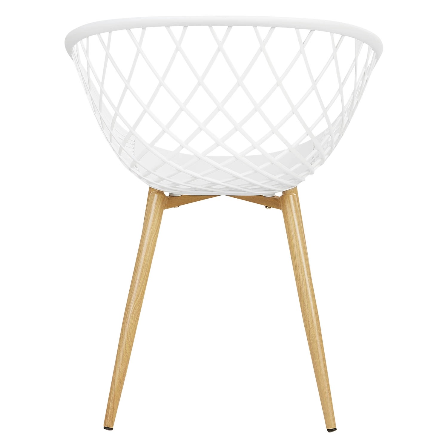 Weißer Homestyle4u Gartenstuhl (6er Set) mit Holzoptik-Beinen. Moderner Terrassenstuhl für Garten und Balkon.