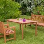 Braunes 4-teiliges Gartenmöbel-Set Santos mit 3-Sitzer Bank aus Eukalyptusholz.