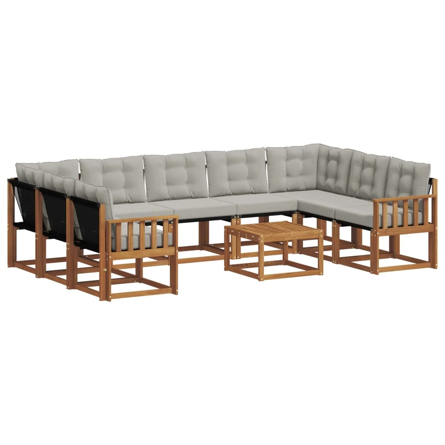 vidaXL Outdoor-Sofagarnitur mit Kissen 30-Tlg Natur und Hellgrau 3369070