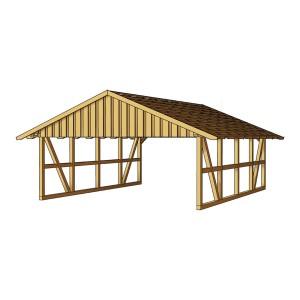 Skan Holz Doppelcarport Schwarzwald mit Dachlattung für Dachziegel.