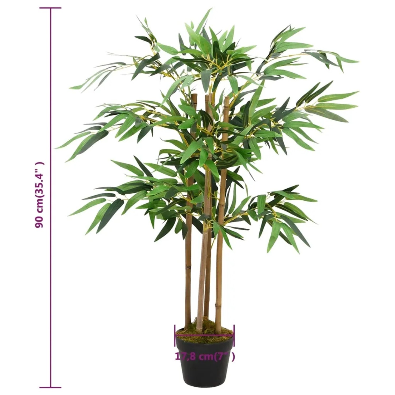 Künstlicher Bambus Twiggy, 90 cm hoch, im Topf. Dekorative Kunstpflanze für Wohnraum und Büro.