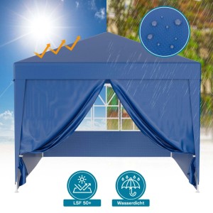 Wiltec Pavillon 3X3M In Blau Mit Uv-Schutz 50+ Gartenpavillon Partyzelt Camping