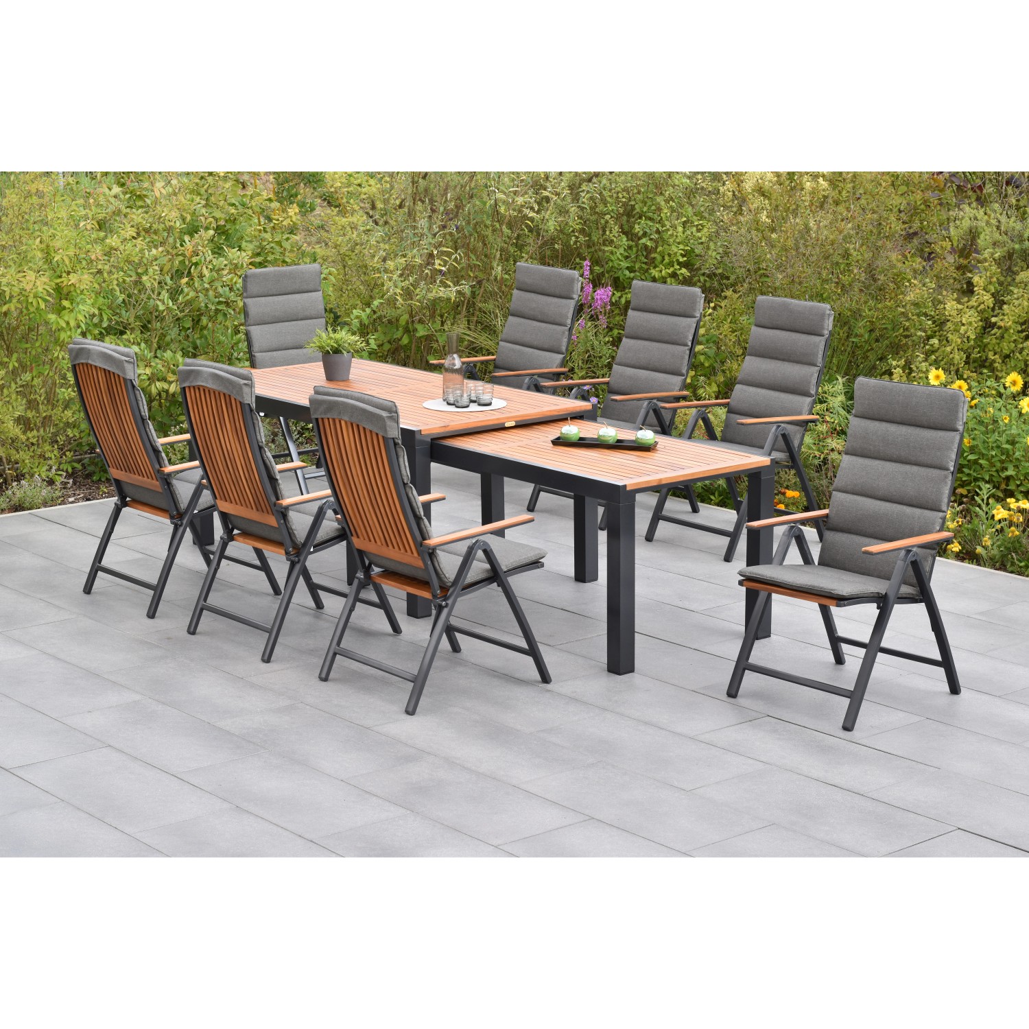 Merxx Athos Set 17-tlg Flex-Gartentisch Ausziehbar 180/360 x 100 cm inkl. K günstig online kaufen