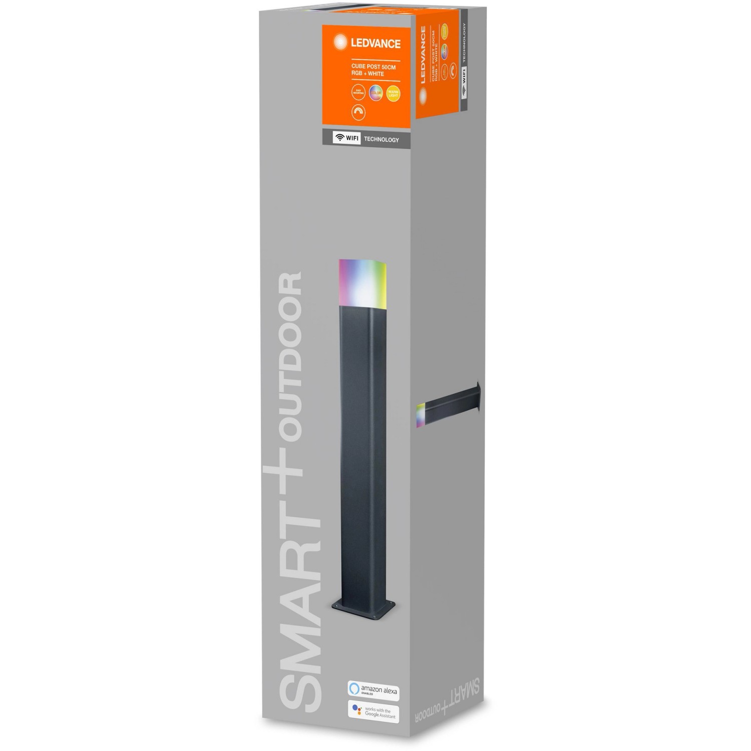 Ledvance Smart+ WiFi Wegeleuchte Cube, 50cm, RGBW, IP44. Smarte Außenleuchte mit Farbwechsel.