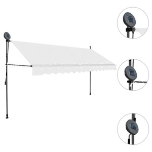 vidaXL Einziehbare Markise Handbetrieben mit LED 400 cm Creme 145875