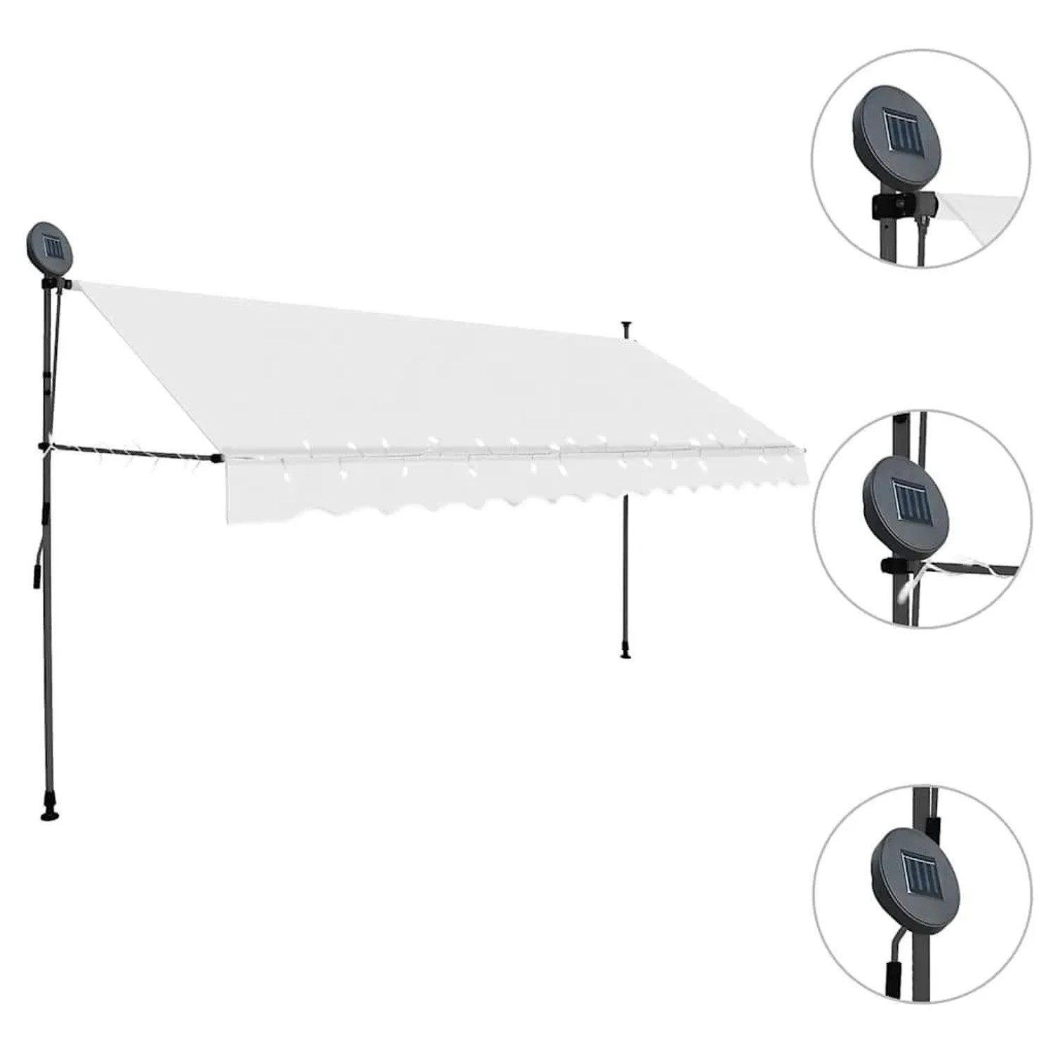 vidaXL Einziehbare Markise Handbetrieben mit LED 400 cm Creme 145875_3