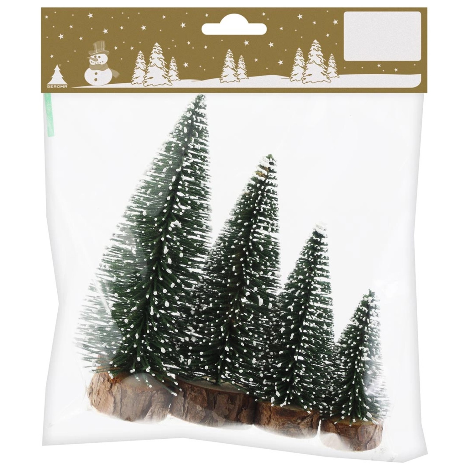 Thumbnail - Deko Tannen Bäume aus Kunststoff mit Schnee 4 Stück 7,5 - 10 - 12,5 und 15 cm