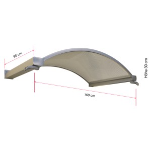 Gutta Rundbogenvordach NO 160, klare Polycarbonat-Platte, Edelstahloptik, 160x90x30 cm.